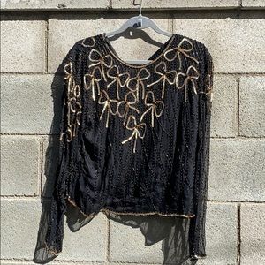 Vintage Bow Sequin Top S